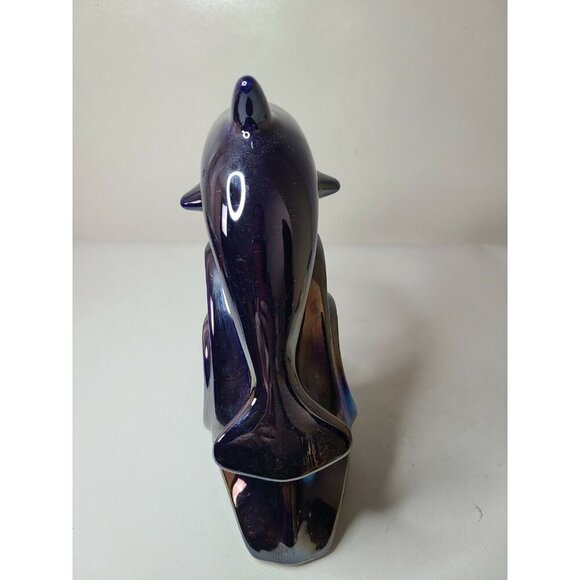 VTG Marex Porcelain Dolphin Statue Tealight Candle Holder Cobalt Blue Nautical - Picture 4 of 8